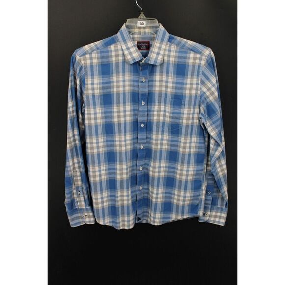 UNTUCKIT BLUE/WHITE PLAID LONG SLEEVE BUTTON FRONT MEDIUM SLIM FIT MENS - Picture 1 of 7